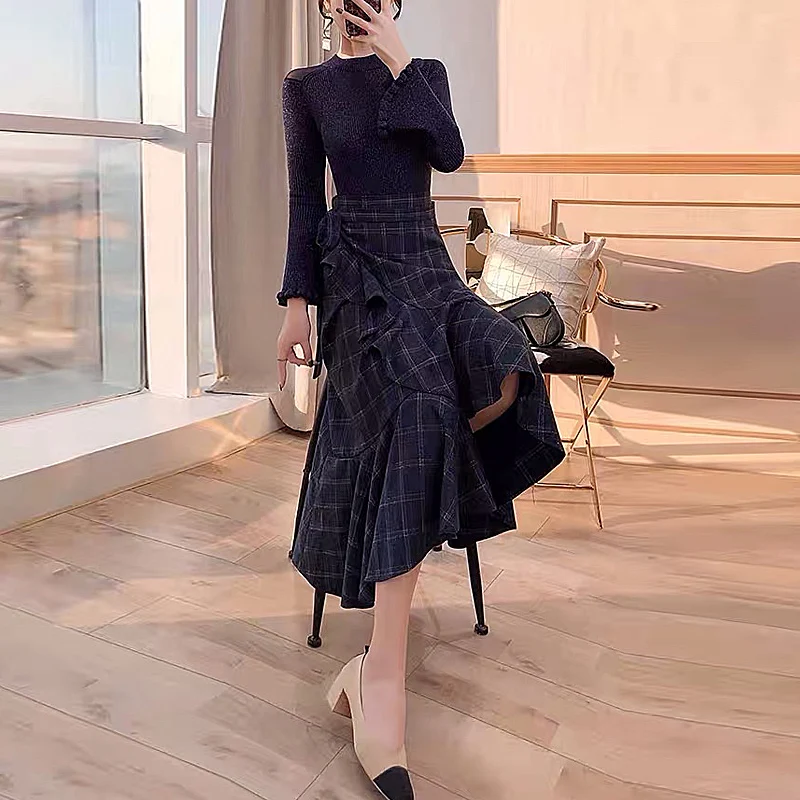 New Fashion High Quality 2019 Autumn Party Work Knit Tops Ruffles Loose Fishtails Half Skirt Vintage Elegant Chic Women'S Sets
New Fashion High Quality 2019 Autumn Party Work Knit Tops Ruffles Loose Fishtails Half Skirt Vintage Elegant Chic Women'S Sets