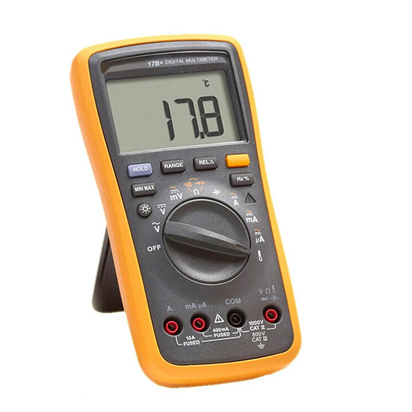 Professional High-precision F17B+ Frequency Temp Digital Multimeter Meter Tester AC/DC/Diode/R/F/Temp/Cap Handheld Multimeter
Professional High-precision F17B+ Frequency Temp Digital Multimeter Meter Tester AC/DC/Diode/R/F/Temp/Cap Handheld Multimeter