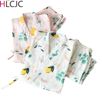 Spring 100% Gauze Cotton Japanese Women Kimono Pajamas Sets Long-sleeve Fruits Printed Pyjamas Simple Pijama SPA Robes For women
Spring 100% Gauze Cotton Japanese Women Kimono Pajamas Sets Long-sleeve Fruits Printed Pyjamas Simple Pijama SPA Robes For women
