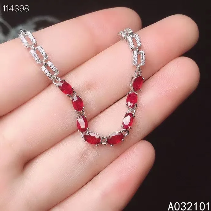 

KJJEAXCMY fine jewelry S925 sterling silver inlaid natural ruby Girl classic hand Bracelet Support test Chinese style with box