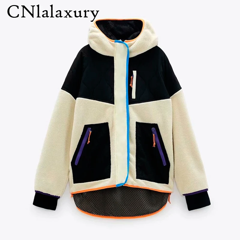 New Autumn Winter Lambswool Patchwork Hooded Parka Coat Women Casual Zipper Warm Bomber Jacket Outwear Female Loose Overcoats 
New Autumn Winter Lambswool Patchwork Hooded Parka Coat Women Casual Zipper Warm Bomber Jacket Outwear Female Loose Overcoats