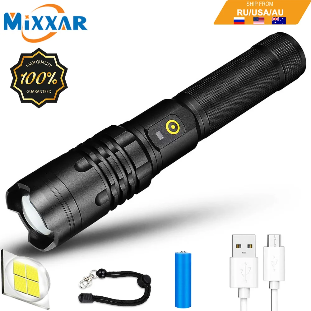 EZK20 Dropshipping XHP50 30000LM Flashlight LED Aluminum Alloy USB Rechargeable Camping Light Hidden Input Output Interface
EZK20 Dropshipping XHP50 30000LM Flashlight LED Aluminum Alloy USB Rechargeable Camping Light Hidden Input Output Interface