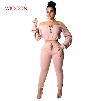 2019 Lace Up Bandage Off Shoulder Long Sleeve Top and Pant Suit Sexy Club Outfits 2 Pieces Matching Sets Tracksuit Spring Wear
2019 Lace Up Bandage Off Shoulder Long Sleeve Top and Pant Suit Sexy Club Outfits 2 Pieces Matching Sets Tracksuit Spring Wear