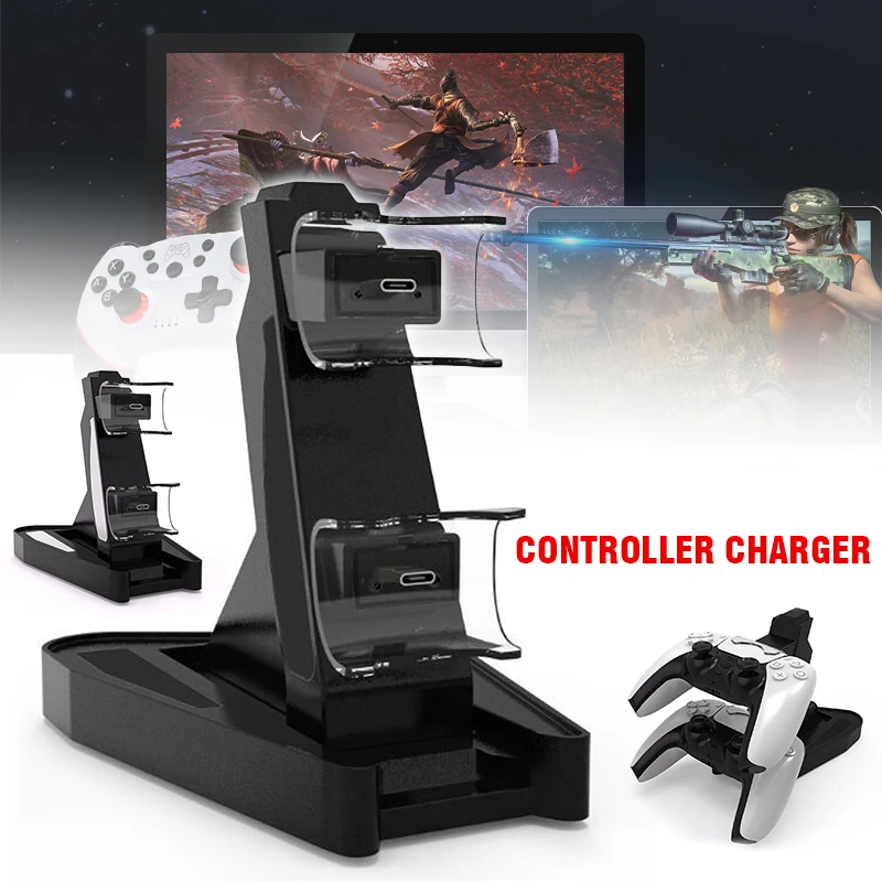 Dual USB Charging Stand Station Cradle Compatible For PS5 Wireless Controller Dual USB Charger Dock Station Fast Charging
Dual USB Charging Stand Station Cradle Compatible For PS5 Wireless Controller Dual USB Charger Dock Station Fast Charging