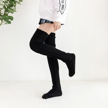 Women Winter Chunky Twist Cable Knitted Extra Long Boot Socks Thicken Warm Solid Color Over Knee Thigh High Stockings Leg Warmer 
Women Winter Chunky Twist Cable Knitted Extra Long Boot Socks Thicken Warm Solid Color Over Knee Thigh High Stockings Leg Warmer