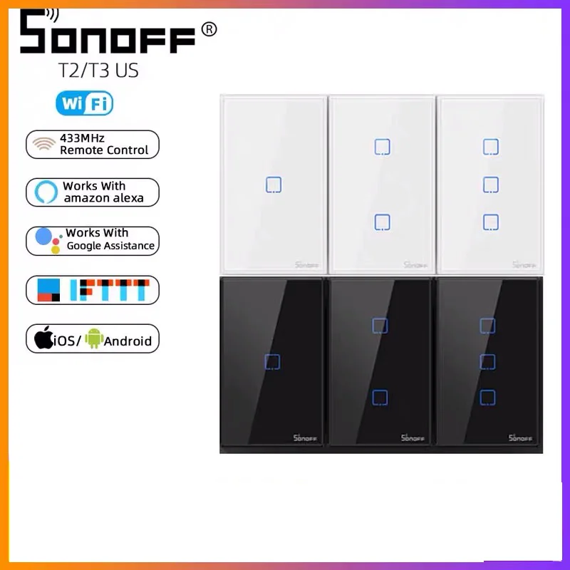 SONOFF T2 T3 Smart WiFi Switch US Panel eWeLink App Wireless Smart Home Automation Module Google Home Alexa Voice Switch
SONOFF T2 T3 Smart WiFi Switch US Panel eWeLink App Wireless Smart Home Automation Module Google Home Alexa Voice Switch