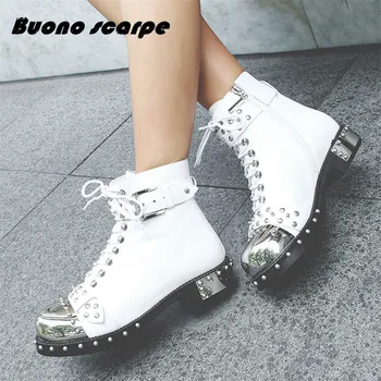 2019 New Punk Genuine Leather Boots Women Rivets Square Heels Autumn Winter Ankle Boots Sexy Shoes Woman Motorcycle Snow Boots
2019 New Punk Genuine Leather Boots Women Rivets Square Heels Autumn Winter Ankle Boots Sexy Shoes Woman Motorcycle Snow Boots