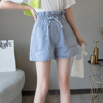 High Waist Jeans Shorts Women Summer Casual Denim Shorts New 2020 Korean Style Solid Color Double Pocket Ladies Short Jeans P485 
High Waist Jeans Shorts Women Summer Casual Denim Shorts New 2020 Korean Style Solid Color Double Pocket Ladies Short Jeans P485