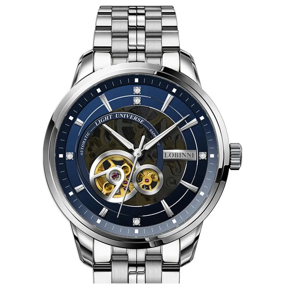 

LOBINNI luxury brand watches for men,mens automatic watch skeleton men's mechanical wristwatches Switzerland clock sapphire