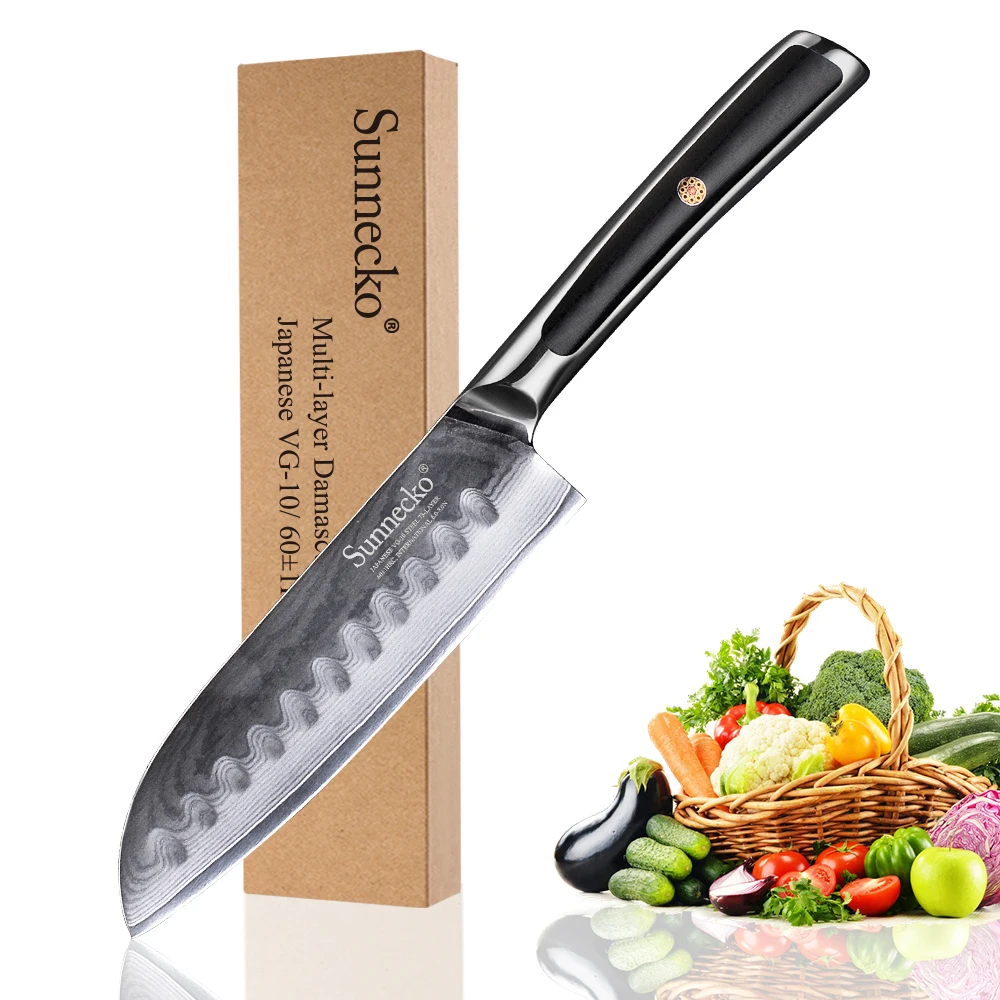 SUNNECKO 5 "нож Santoku Дамасская сталь кухонные ножи японский VG10 ядро лезвие G10 ручка