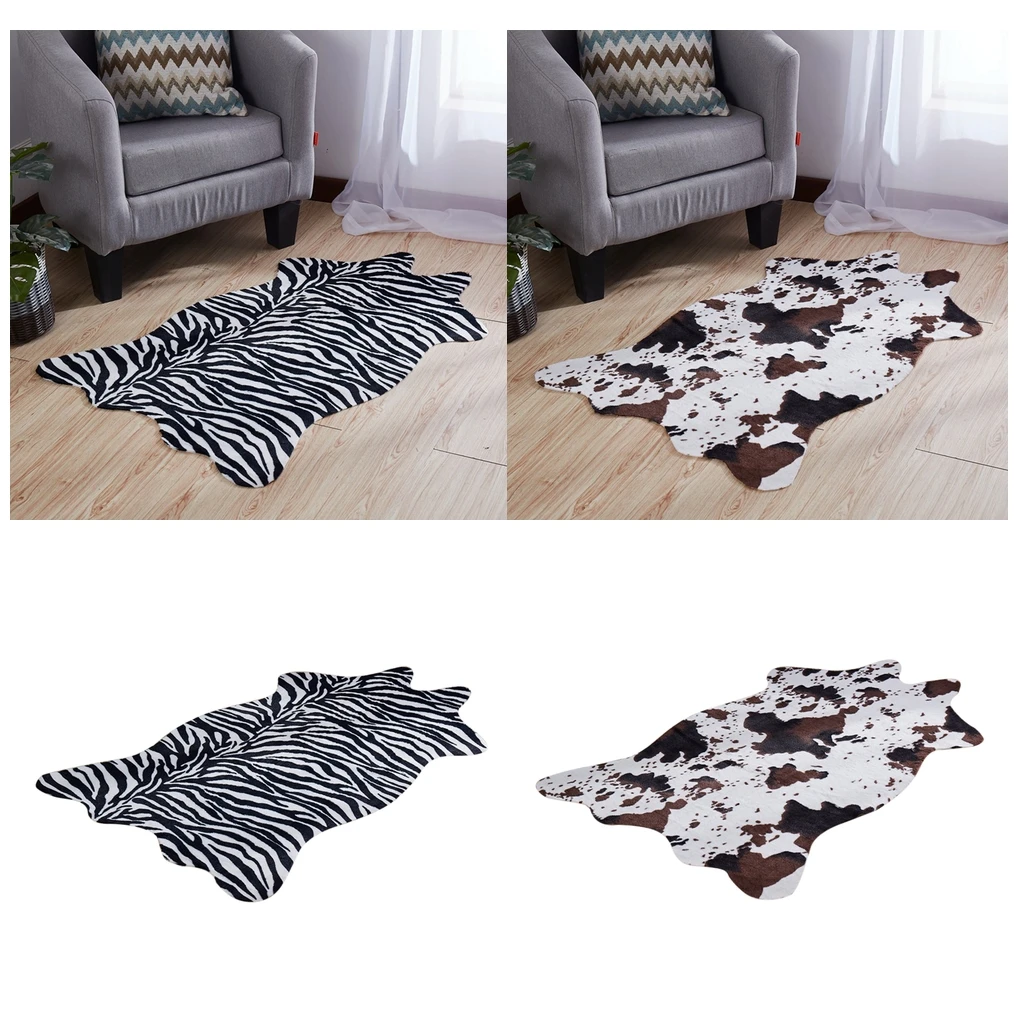 Soft Animal Skin Decor Faux Fur Rug Non-slip Mat Carpet Home Decoration - Cow/Zebra Available Soft Animal Skin Decor Faux Fur Rug Non-slip Mat Carpet Home Decoration - Cow/Zebra Available