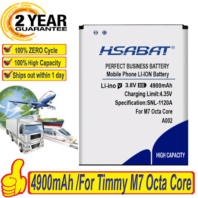 HSABAT Топ бренд 100% новый 4900mAh A002 батарея для Timmy M7 Восьмиядерный MTK6592 5 дюймов |