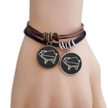 Abstract Origami Pig Geometric Shape Bracelet Double Leather Rope Wristband Couple Set
Abstract Origami Pig Geometric Shape Bracelet Double Leather Rope Wristband Couple Set