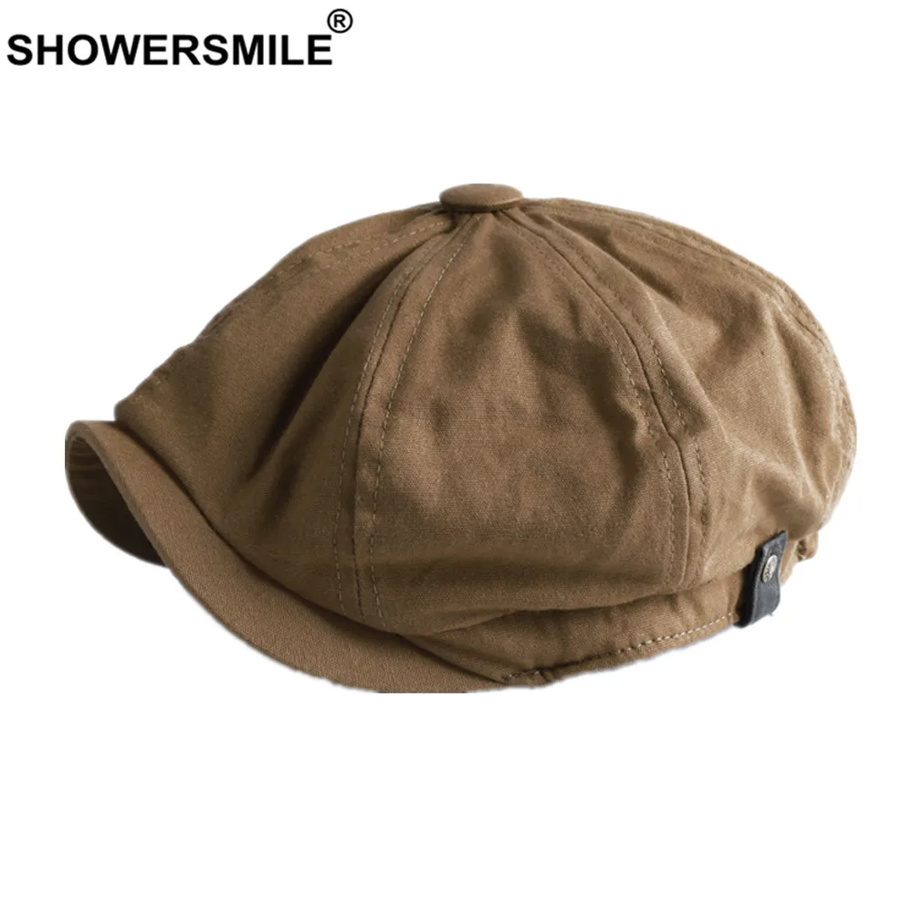 SHOWERSMIL British Style Newsboy Cap Men Cotton Ascot Beckham Khaki Male Spring Summer Vintage Brand New Octagonal Flat | Аксессуары для