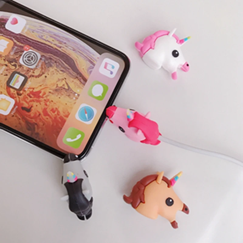 

Cute Bite Cartoon Unicorn Cable-Winder Data Line Cable Protector Cord Cover Silicone Decorate Smartphone Wire Accessories