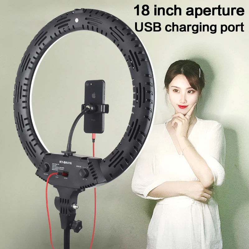 18 inch LED Ring Light Photography Lighting 65W Dimmable Selfie Ring Lamp for Makeup Youtube Video Live Broadcasting Studio
18 inch LED Ring Light Photography Lighting 65W Dimmable Selfie Ring Lamp for Makeup Youtube Video Live Broadcasting Studio