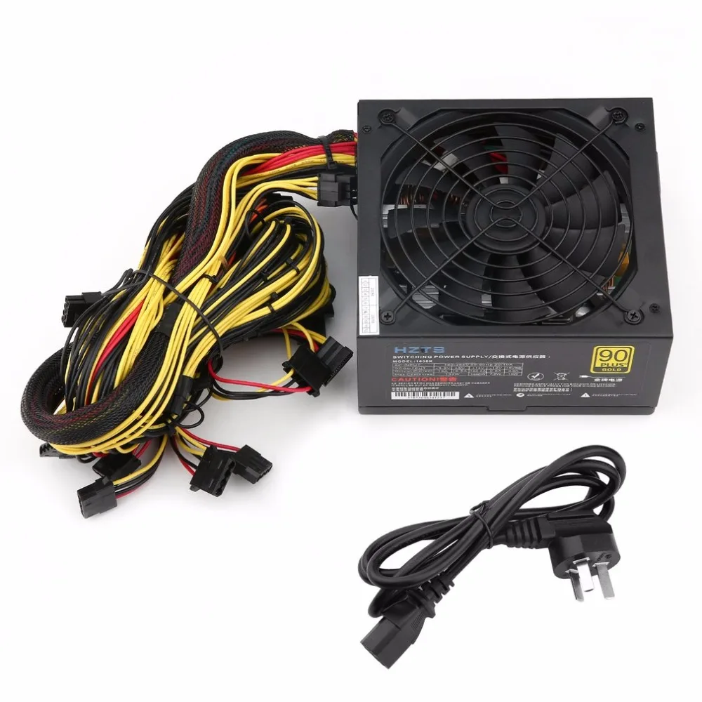1600W Power Supply For 6 GPU Eth Rig Ethereum Coin Mining Miner Machine with Low Noise Cooling Fan for 370/470/380 / 380X / 480
1600W Power Supply For 6 GPU Eth Rig Ethereum Coin Mining Miner Machine with Low Noise Cooling Fan for 370/470/380 / 380X / 480