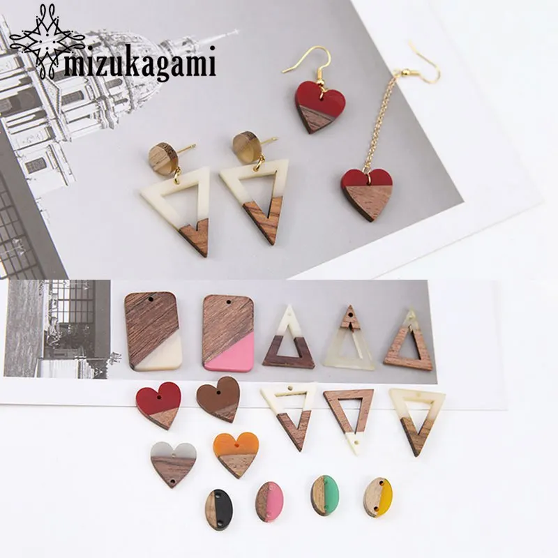 10pcs/lot DIY Handmade Jewelry Accessories Simple Splicing Wood And Resin Triangle Love Oval Pendant Earrings Necklace Material
10pcs/lot DIY Handmade Jewelry Accessories Simple Splicing Wood And Resin Triangle Love Oval Pendant Earrings Necklace Material