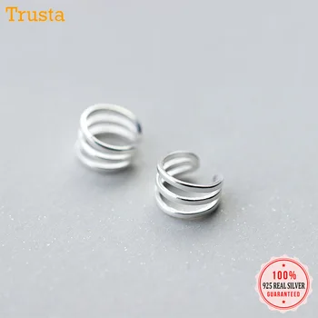 

Trustdavis 100% 925 Sterling Silver 3 Layer Ear Cuff Clip On Earrings For Women Girl Without Piercing Earings Jewelry DA175