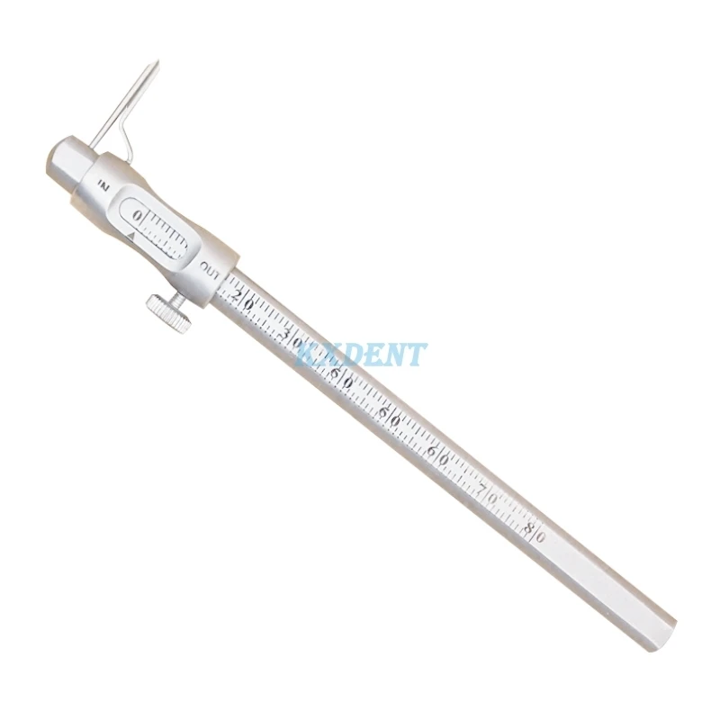 Штангенциркуль для зубного импланта, ручка из нержавеющей стали для измерения толщины кости и десен, с позиционированием и нониусом
Штангенциркуль для зубного импланта, ручка из нержавеющей стали для измерения толщины кости и десен, с позиционированием и нониусом