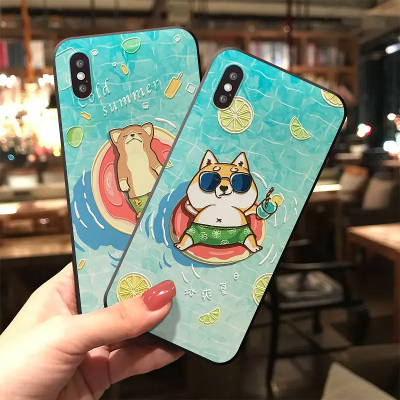Плавающая собака тисненый телефонный чехол для iPhone 11 12 13 ProMax XS MAX XR X 8 7 6 Plus