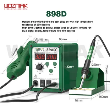 BEST Original 878D 898D 2in1 hot air gun Electric soldering iron of welding table Adjustable Temperature Constant Temperature
BEST Original 878D 898D 2in1 hot air gun Electric soldering iron of welding table Adjustable Temperature Constant Temperature