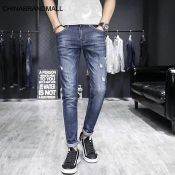 Xbl306 # Straight Men Jeans Slim Fit Feet Elastic Force Trousers Hole Super 28-38 
Xbl306 # Straight Men Jeans Slim Fit Feet Elastic Force Trousers Hole Super 28-38