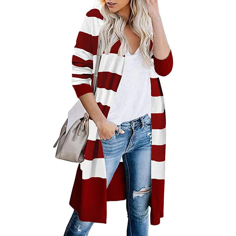 Striped Stitching Sweater Cardigan Ladies Autumn Sweaters For Women 2020 Long Color-blocking Pocket Knitted Cardigans For Women
Striped Stitching Sweater Cardigan Ladies Autumn Sweaters For Women 2020 Long Color-blocking Pocket Knitted Cardigans For Women