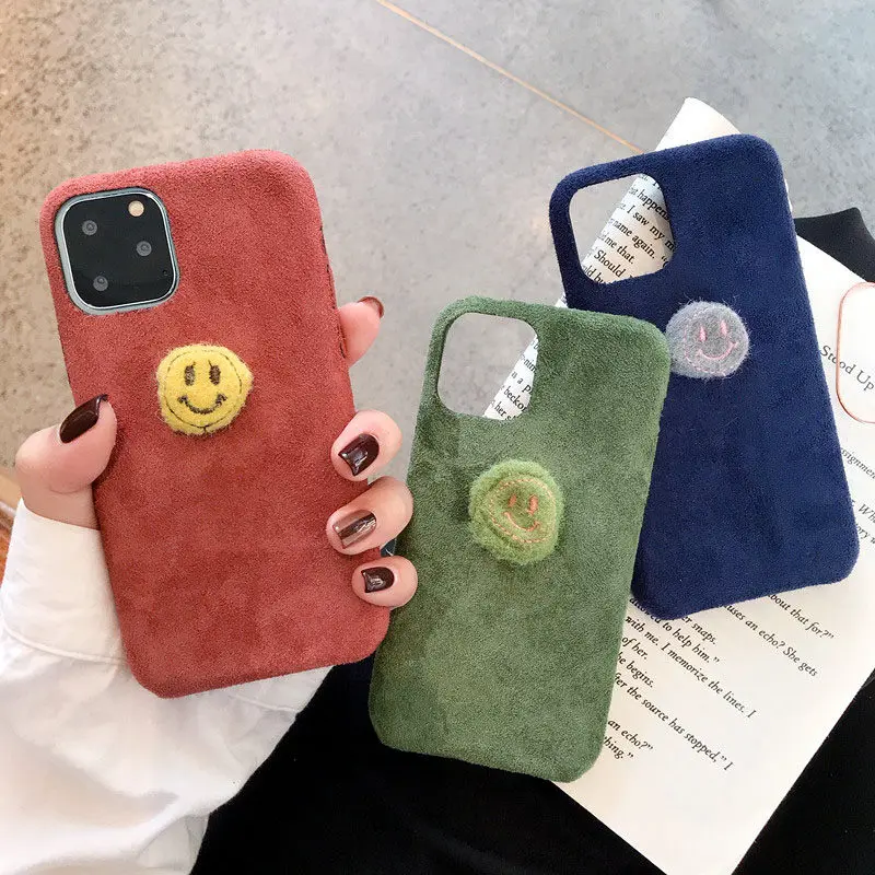 Stylish solid color smiley face fuzz phone case for iphone 11 pro max xs xr 6 7 8 plus case for Apple case Silicone soft shell
Stylish solid color smiley face fuzz phone case for iphone 11 pro max xs xr 6 7 8 plus case for Apple case Silicone soft shell