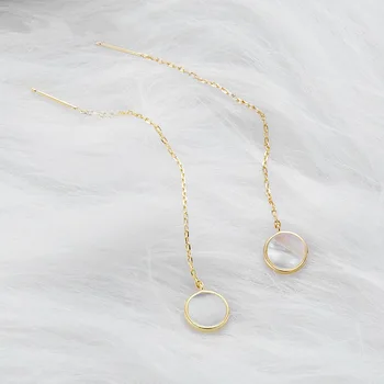 Ear Line Circle Shell Dangle Earrings Shell Mother of Pearl Round Threader Earrings for Women Sterling Silver Hanging Earrings
Ear Line Circle Shell Dangle Earrings Shell Mother of Pearl Round Threader Earrings for Women Sterling Silver Hanging Earrings