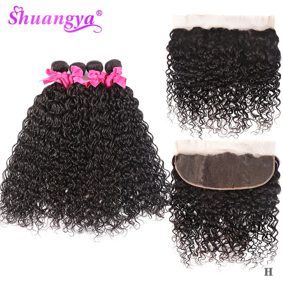 Transparent Lace Frontal With Bundles Brazilian Water Wave Bundles With Frontal 100% Remy Human Hair With Closure Shuangya hair
Transparent Lace Frontal With Bundles Brazilian Water Wave Bundles With Frontal 100% Remy Human Hair With Closure Shuangya hair