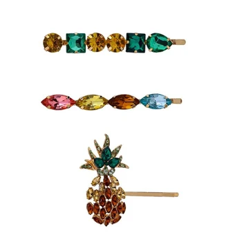 Women Hairpins Crystal Rhinestone Pineapple Barrettes Creative Hair Clips Fashionable Hair Decoration Colorful 3 Pcs
Women Hairpins Crystal Rhinestone Pineapple Barrettes Creative Hair Clips Fashionable Hair Decoration Colorful 3 Pcs