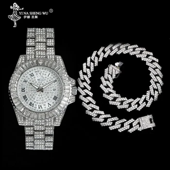 19MM Hip Hop Necklace & Watch Set Gold Color Heavy Full Iced Out Paved Rhinestones Cuban Chain CZ Bling Men Rapper Jewelry Gift
19MM Hip Hop Necklace & Watch Set Gold Color Heavy Full Iced Out Paved Rhinestones Cuban Chain CZ Bling Men Rapper Jewelry Gift
