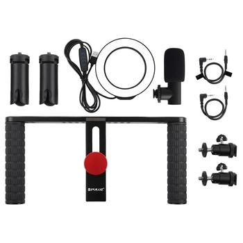 PULUZ 4 in 1 Vlogging Live Broadcast Ring LED Selfie Light Smartphone Video Bracket Kits+Microphone+Mount+Cold Shoe Tripod Head
PULUZ 4 in 1 Vlogging Live Broadcast Ring LED Selfie Light Smartphone Video Bracket Kits+Microphone+Mount+Cold Shoe Tripod Head
