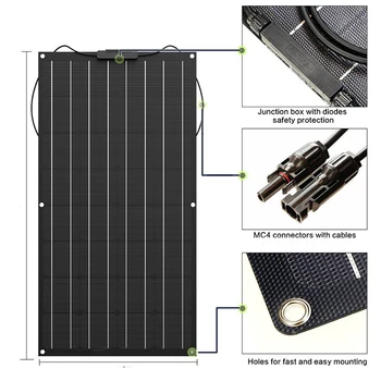 JingyangSolar ETFE 100w flexible Solar Panel Mono Kits for Boat Motorhome Home 12V Battery Charging solar cell 125mm*125mm
JingyangSolar ETFE 100w flexible Solar Panel Mono Kits for Boat Motorhome Home 12V Battery Charging solar cell 125mm*125mm