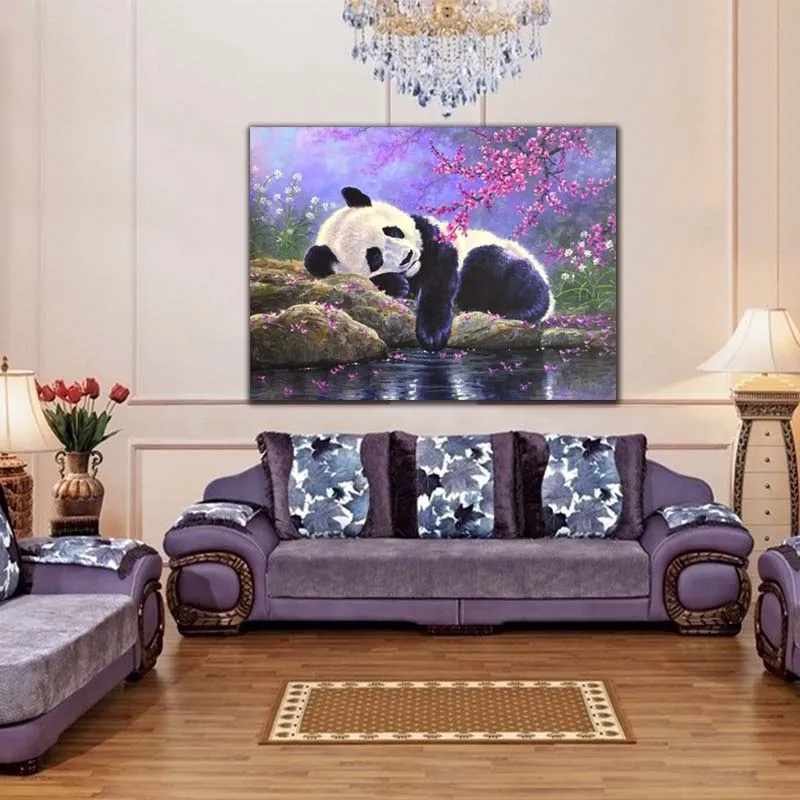 DIY картинки для раскраски по номерам с картина "Панда" Рисунок рельеф