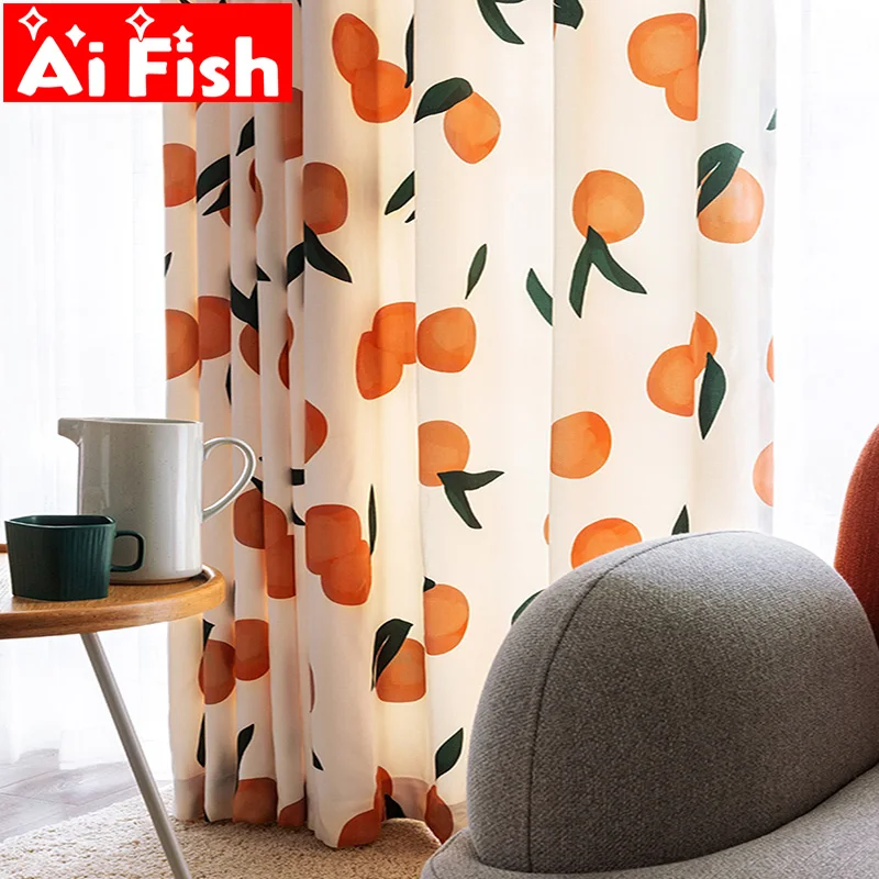Фото Креативная мандариновая и персиковая занавеска для гостиной - купить