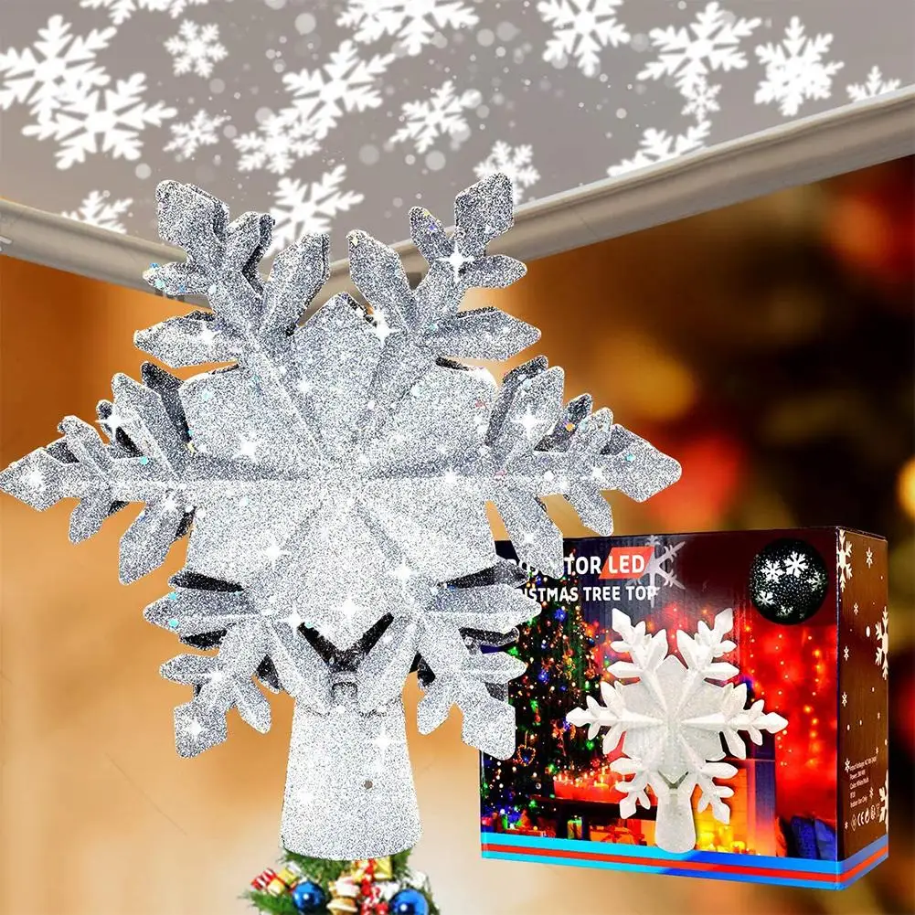 Christmas Tree Topper Lighted With Snowflake Projector LED Incredible Rotatable Typhoon Five-pointed Star
Christmas Tree Topper Lighted With Snowflake Projector LED Incredible Rotatable Typhoon Five-pointed Star