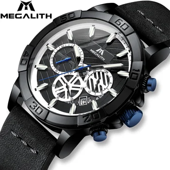 MEGALITH Waterproof Sport Watch Men Top Brand Luxury Chronograph Watches For Men Luminous Black Leather Clock Relogio Masculino
MEGALITH Waterproof Sport Watch Men Top Brand Luxury Chronograph Watches For Men Luminous Black Leather Clock Relogio Masculino