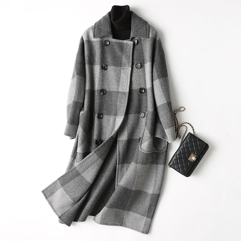 2020 Winter Wool Coat Women England Style Plaid Wool Coat Female Autumn Long Jacket Outwear casaco feminino 37128 YQ1196
2020 Winter Wool Coat Women England Style Plaid Wool Coat Female Autumn Long Jacket Outwear casaco feminino 37128 YQ1196