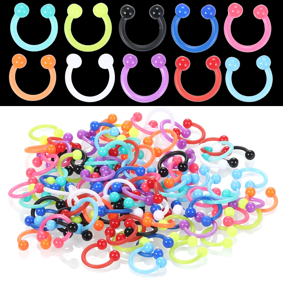 100Pcs/bag Acrylic Colorful Horseshoe Piercing Nose Hoop Ring Circular Septum Lip Studs Cartilage Earrings Tragus Ear Piercing
100Pcs/bag Acrylic Colorful Horseshoe Piercing Nose Hoop Ring Circular Septum Lip Studs Cartilage Earrings Tragus Ear Piercing