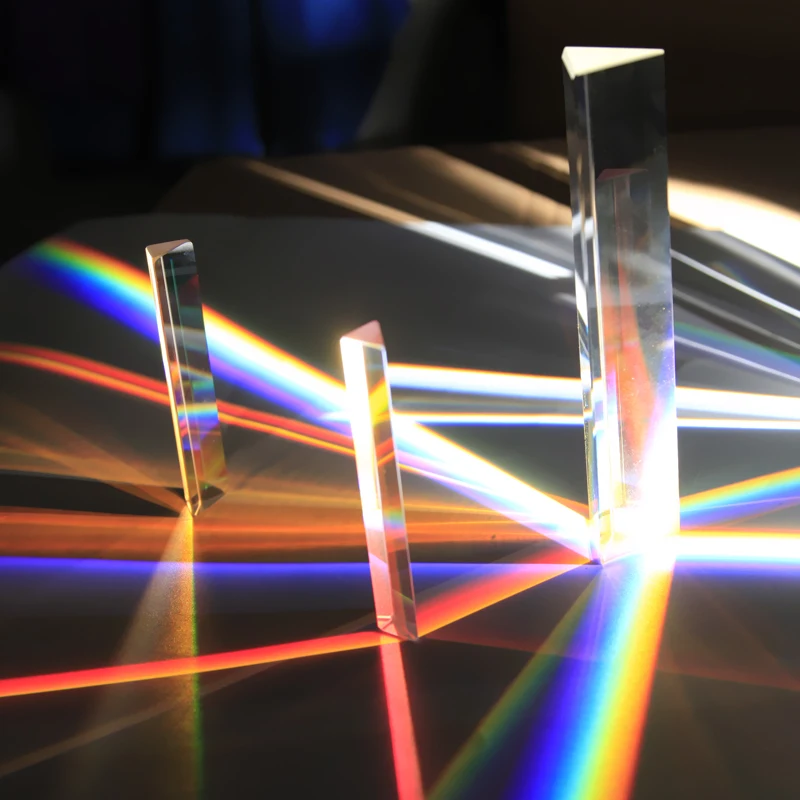 Triangular Prism 14 * 14 * 87mm Rainbow Glass Photographic Prisms Teaching Optical Experiment Photography Light Gift
Triangular Prism 14 * 14 * 87mm Rainbow Glass Photographic Prisms Teaching Optical Experiment Photography Light Gift