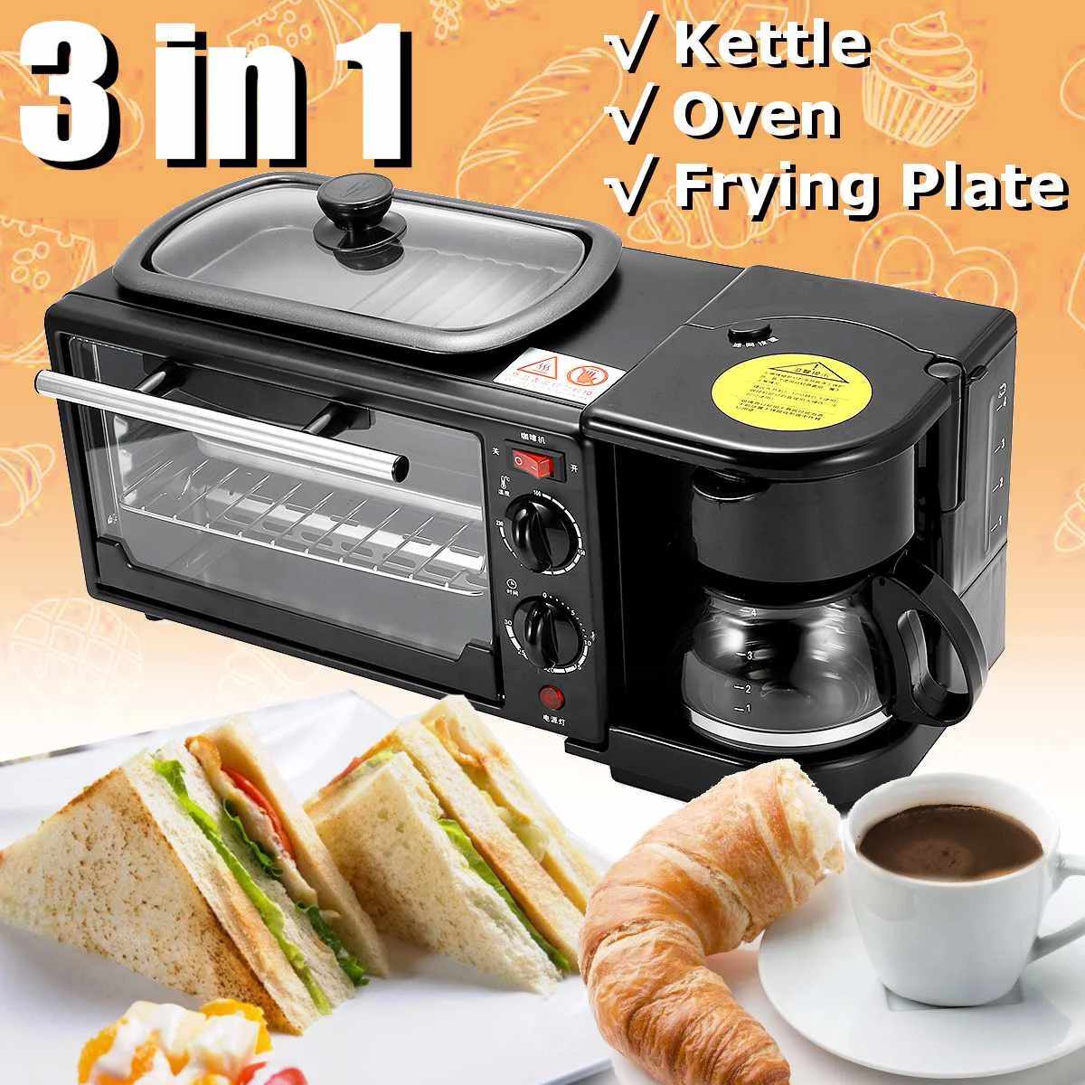 3 In 1 Electric Breakfast Machine Multifunction Coffee maker frying pan mini oven household bread pizza oven frying pan
3 In 1 Electric Breakfast Machine Multifunction Coffee maker frying pan mini oven household bread pizza oven frying pan