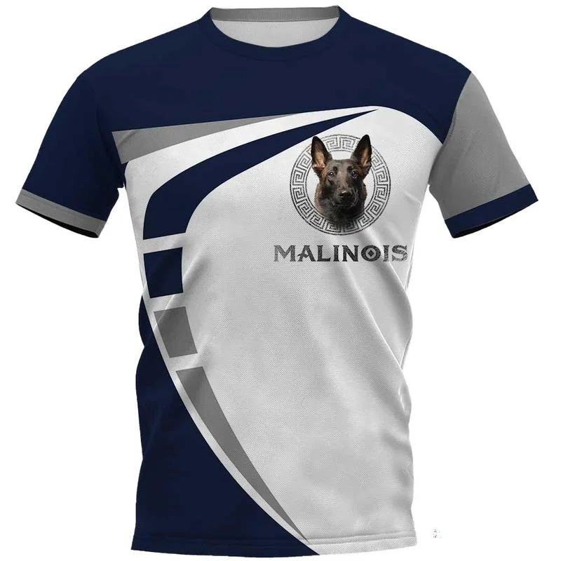 

HX Men's T-shirt Animal Malinois Belgian Shepherd 3D Print Chest Dog Face Logo Tee Shirt Clothing Unisex Short Sleeve Tops