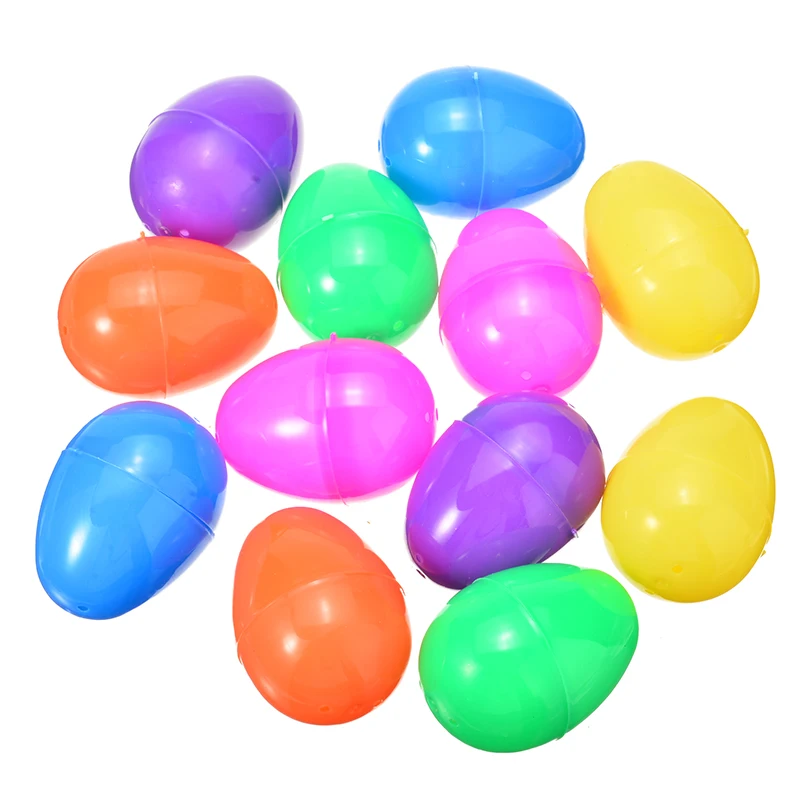 Фото Разноцветные пластиковые пасхальные яйца 12/24 шт. Детские для хранения конфет