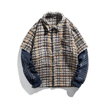 2020 Autumn New Men Printed Woolen Knitted Splice Sleeve Jacket Overcoat Male Women Streetwear Hip Hop Couple Coat
2020 Autumn New Men Printed Woolen Knitted Splice Sleeve Jacket Overcoat Male Women Streetwear Hip Hop Couple Coat