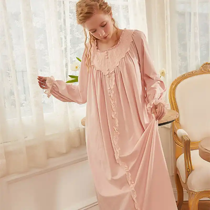 ثوب النوم رومانسية ثوب النوم أنيقة الخريف النساء فضفاضة لطيف طويل الأميرة ملابس خاصة طويلة الأكمام فستان سهرة لينة مريحة قمصان نوم وملابس نوم zawem