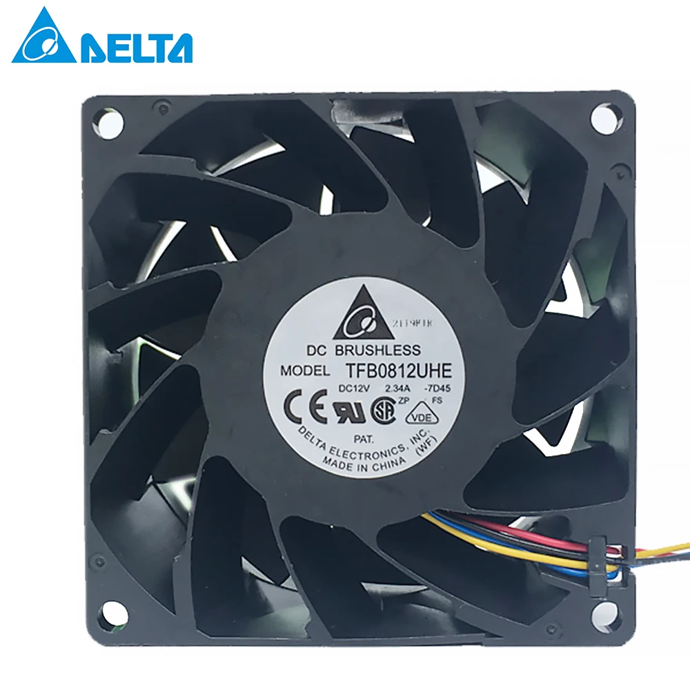 For Delta TFB0812UHE -5H2L DC12V 2.34A Server Square inverter axial cooling fans 80x80x38mm
For Delta TFB0812UHE -5H2L DC12V 2.34A Server Square inverter axial cooling fans 80x80x38mm