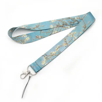 

O466 Wholesale 20pcs/lot Van Gogh's Branches Of An Almond Tree In Blossom Painting Art Neck Strap Phone Keys ID Card Lanyards