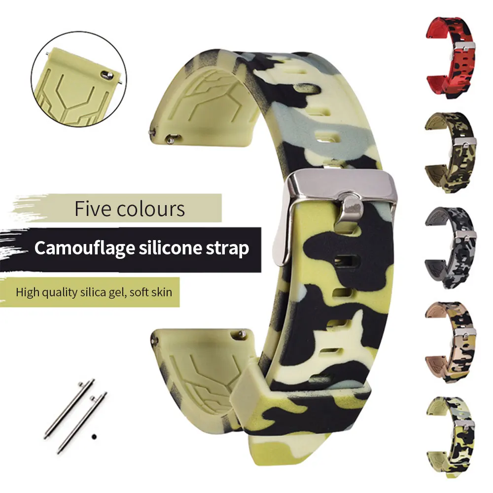 Quick Release Universal Band 20mm 22mm Wrist Bracelet Strap Camouflage Silicon Watch Band Strap For Samsung Gear S2 S3 Watchband
Quick Release Universal Band 20mm 22mm Wrist Bracelet Strap Camouflage Silicon Watch Band Strap For Samsung Gear S2 S3 Watchband